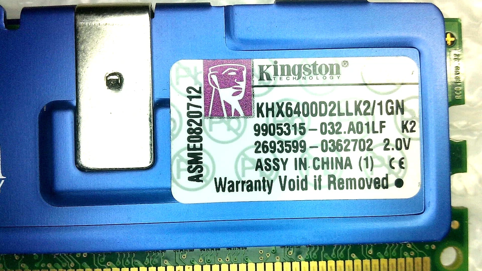 Kingston HyperX 512MB PC2-6400 CL4 240-Pin DIMM DDR2 KHX6400D2LLK2/1GN - Image 3 of 3