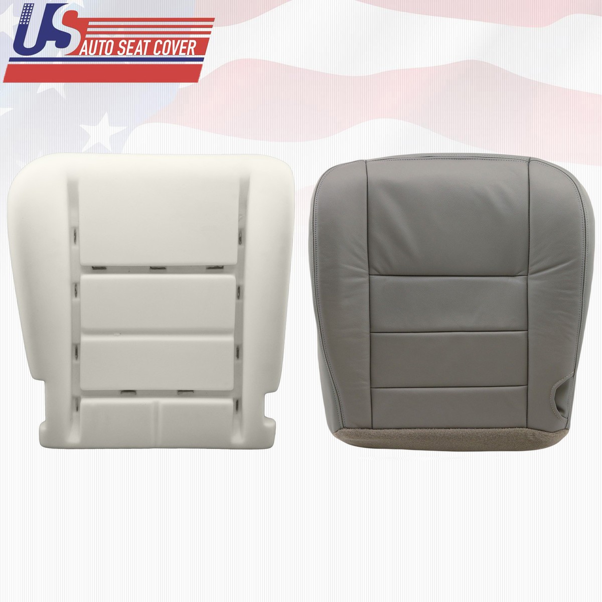2002-2006-2007 Ford F250, F350 Lariat Passenger Bottom Leather Seat Cover Gray