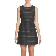 NWT Womens Petite Size 0 10 12 Nordstrom Cece Dallas Metallic Fit & Flare Dress