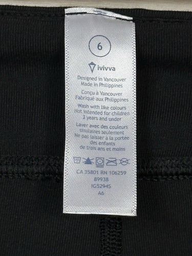 ivivva lululemon Rhythmic Tight 🦄 Luon Reversible Size 6 Black 22628 - Picture 6 of 6