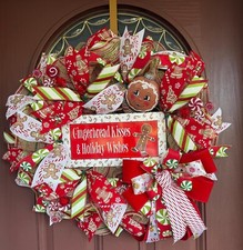 Christmas Gingerbread Themed wreath For Front Door Handmade High Quality