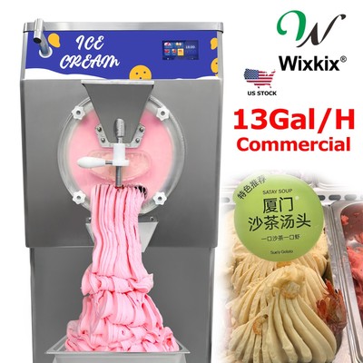 Wixkix Hard Serve Ice Cream Machine 13Gal/H Sorbet Maker 5in Touch Control Panel