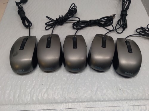 lot of 5 DELL USB 0Y357C D251D Silver/Black Optical 6 Button Scroll Wheel Mouse - Afbeelding 1 van 7