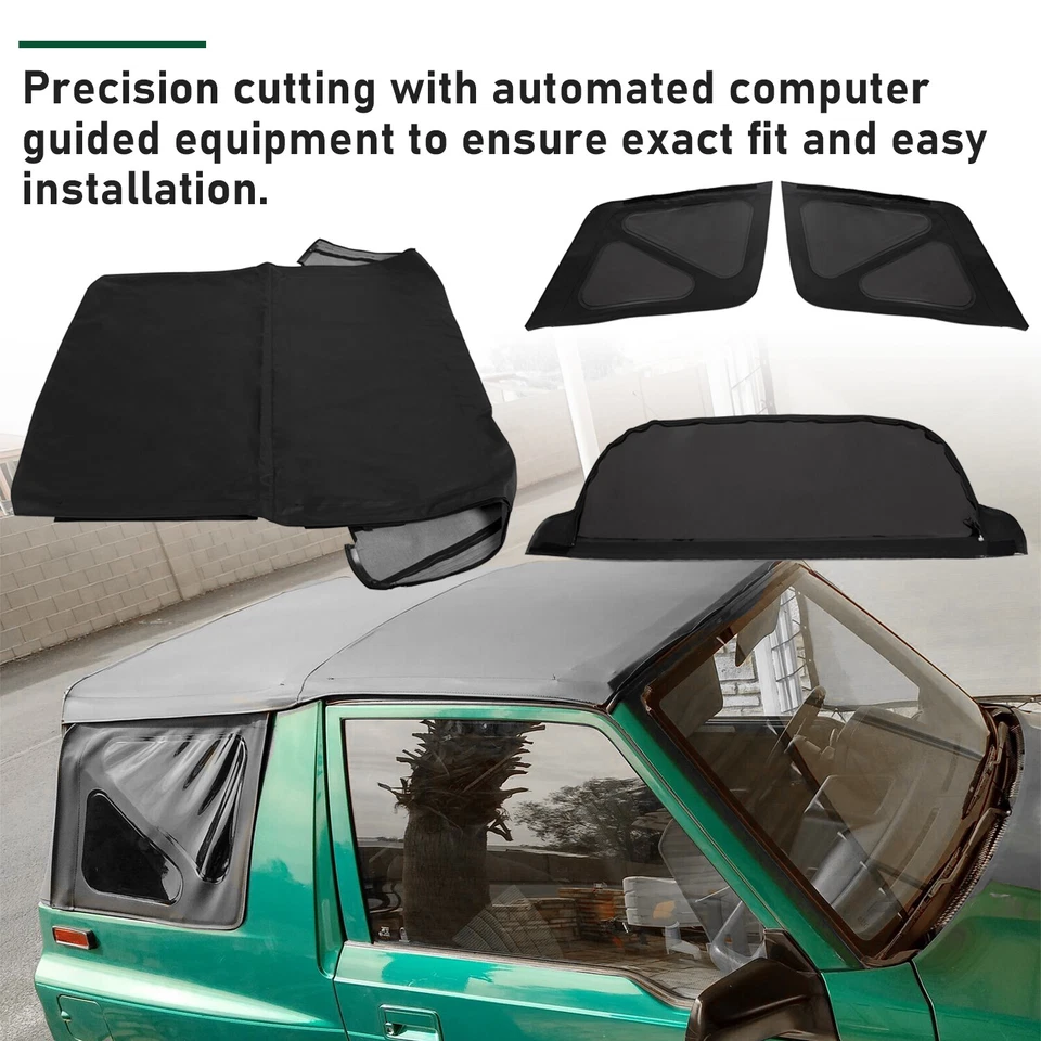 Para 95-98 Suzuki Sidekick Geo Tracker techo blando y cremallera ventanas tintadas negro Foto 2 de 4