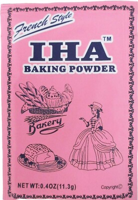 8 x 0.4oz IHA Baking Powder, French Style, Sodium Bicarbonate, USA Product