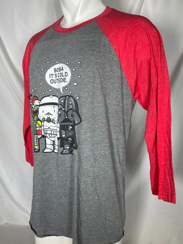Star Wars Christmas Boba It's Cold Outside Xmas Long Sleeve T-Shirt Men's LARGE - Picture 4 of 8