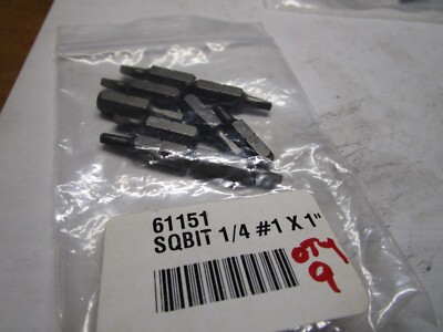 #1 Square Recess/Robertson 1/4''Hex 1''OAL Rock River  Insert Bit QTY 9