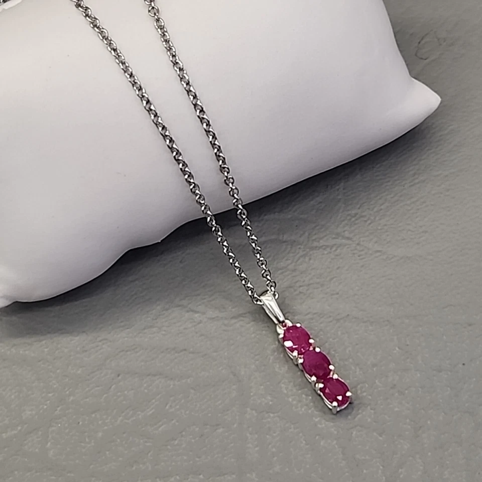 Collar Rubí Rosa STS Plata de Ley 925 20" Foto 2 de 4