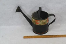 antique watering can  small tole toleware painted tin 19thc  real  10x7 original