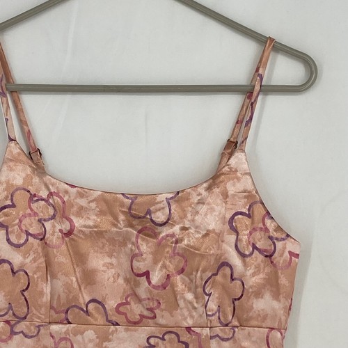 Wild Fable Juniors Size XS Mini Slip Dress Pink Purple Floral Print Satin Notch - Picture 2 of 8
