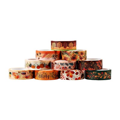 10x Herbst Washi Tape Rollen Blatt Blume Masking Tape für DIY Scrapbooking