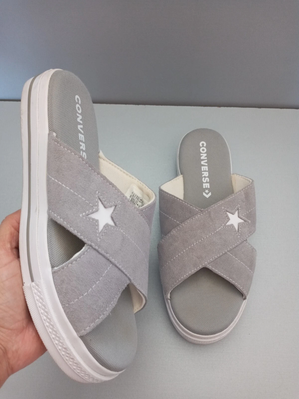 Converse All Star sandali plateau con cinturino incrociato grigio scamosciato uk 6 eur 40