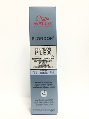 Wella Blondor Plex Permanent Cream Toner /81 Pale Silver, 2 oz