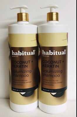 2-Pack Habitual Haircare ~ Coconut & Keratin Volumizing Shampoo 33.8 fl oz Each