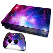 Xbox One X Console Skins Decal Wrap ONLY stars galaxy red blue purple gasses