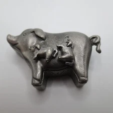 Vintage Torino Pewter Pig Jewelry Necklace Brooch Earrings Trinket Box Set Decor