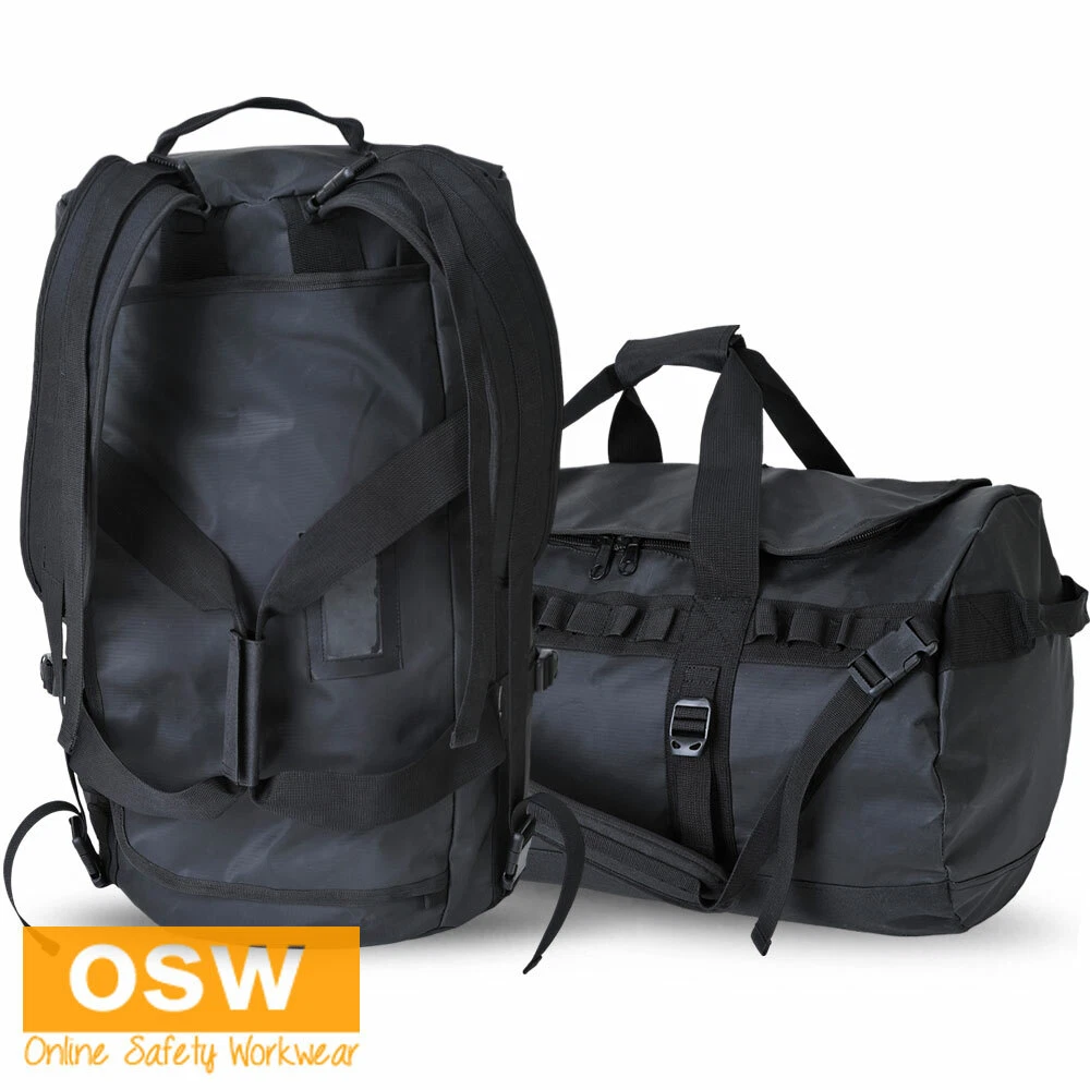 Black Waterproof WORK Tradies Training Holdall 70L Backpack Shoulder Bag