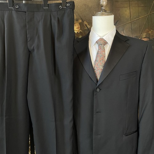 Valenti Uomo 42R 36 x 30 2Pc Super 150's Black Cinch Expansion Waist 3Btn Tuxedo