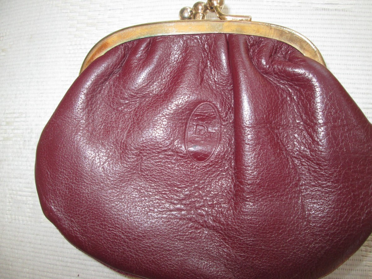 小物 Dior Embossment Logo leather Coin Case Vintage Christian Dior Reddish Brown Leather Coin Purse Kiss Lock