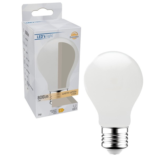 Led´S Light Led Smd A60 Birne 7W = 60Watt E27 Opal 806Lm Warmweiß 2700K Dimmbar-image