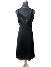 Artemis Vintage Black Dress Slip Black Lace Lingerie Size 36 B