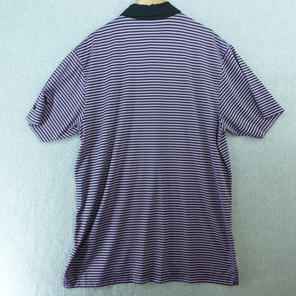 Camisa polo de golf Callaway para hombre XLT a rayas negra púrpura rendimiento elástica Foto 3 de 4