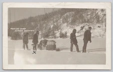 Postcard RPPC Canada Ontario Moving Camp Dunbar Property Winter 66G