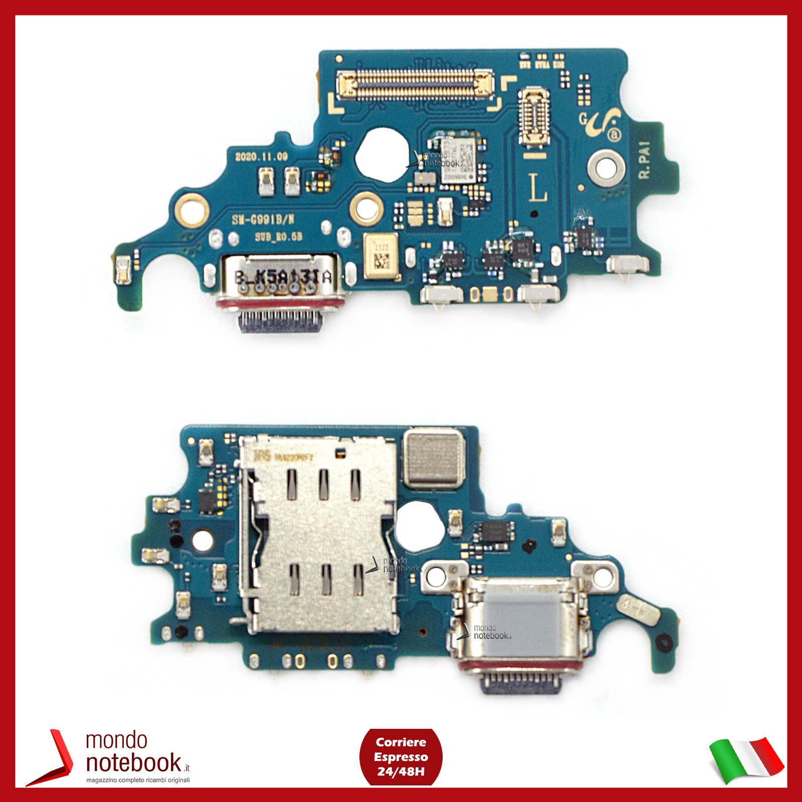Scheda PCB Ricarica USB-C Lettore SIM ORIGINALE SAMSUNG GALAXY S21 5G SM-G991B