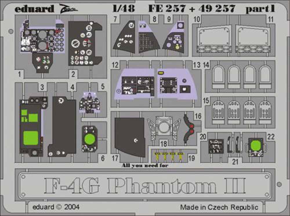 Eduard FE257 Etched Aircraft Detailling Set 1:48 McDonnell F-4G Phantom Pre-pain