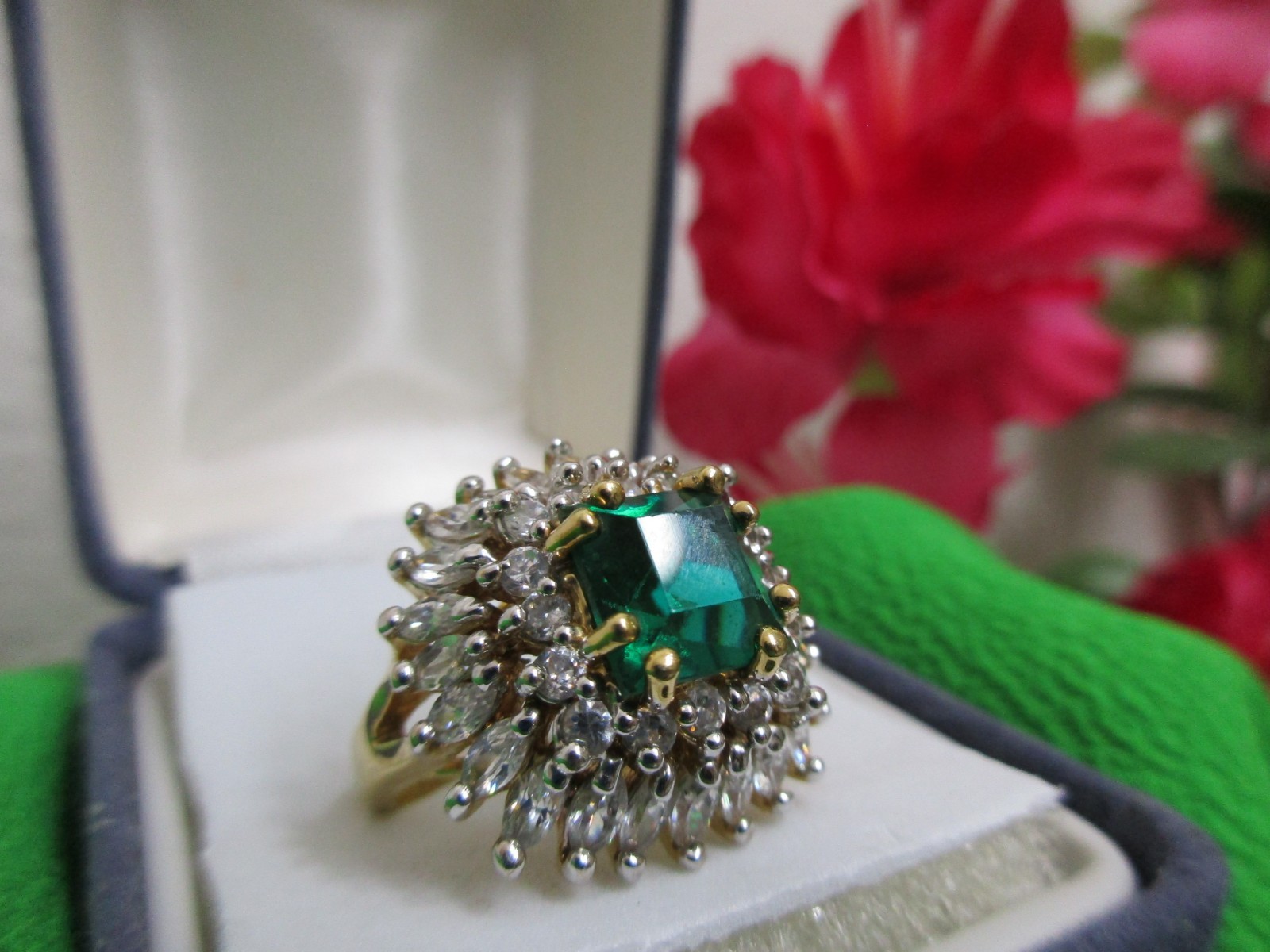 JBK JACQUELINE KENNEDY CAMROSE & KROSS Simulated EMERALD RING Size 6 Preowned