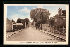 Old postcard Aubigne-Racan, Avenue de la Gare 1963 