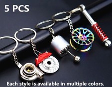 Car Turbo Brake discs Hub Wheels Manual Shift Keychain Key Ring Key Chain 5PCS