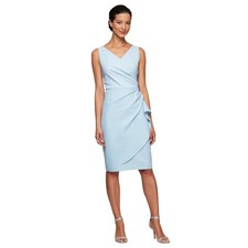 Alex Evenings Women's Slimming Short Ruched Dress with Ruffle Petite and Regula