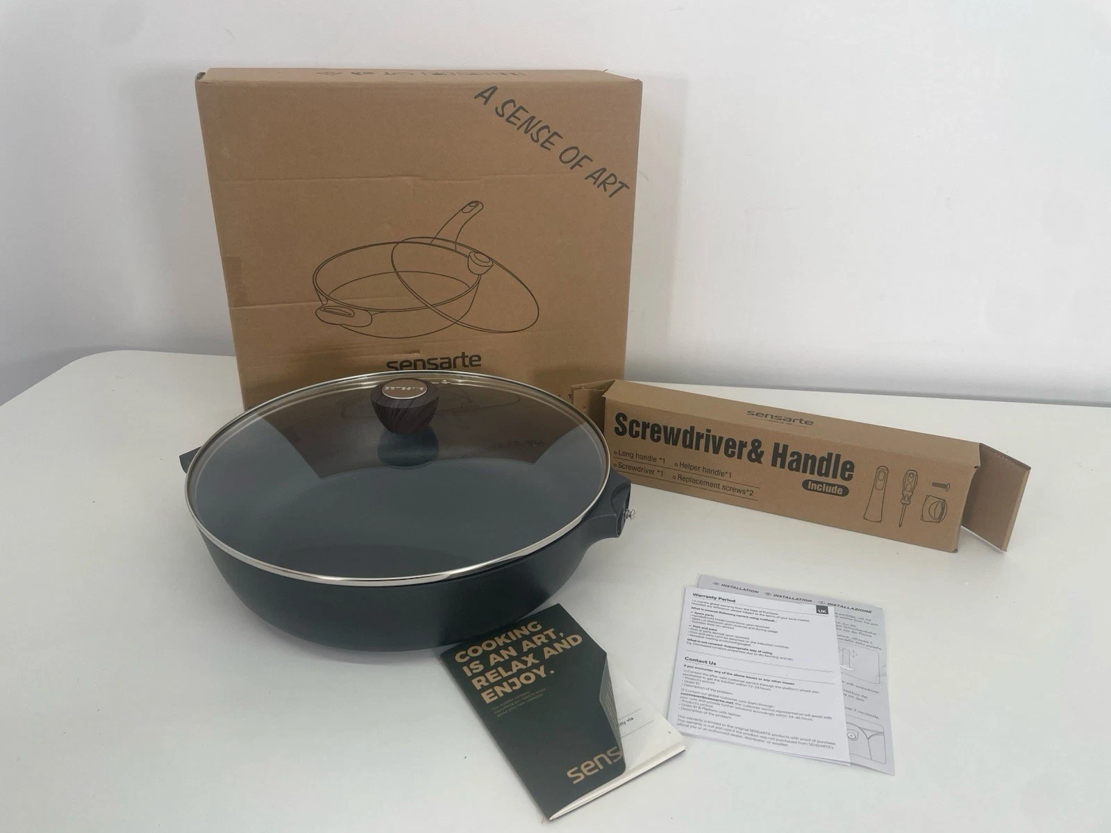 SENSARTE 30cm Deep Nonstick Frying Pan, 4.7L Saute Pan with Lid, Large Skillet,
Opens in a new windo