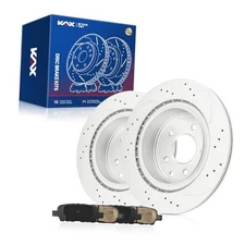  Brake Kit, Drilled and Slotted Brake Rotors, Ceramic Brake Pads | Fits Rear