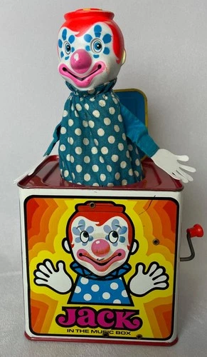 Vintage 1971 Mattel Jack In The Music Box Pop Up Clown Works Made in U.S.A.