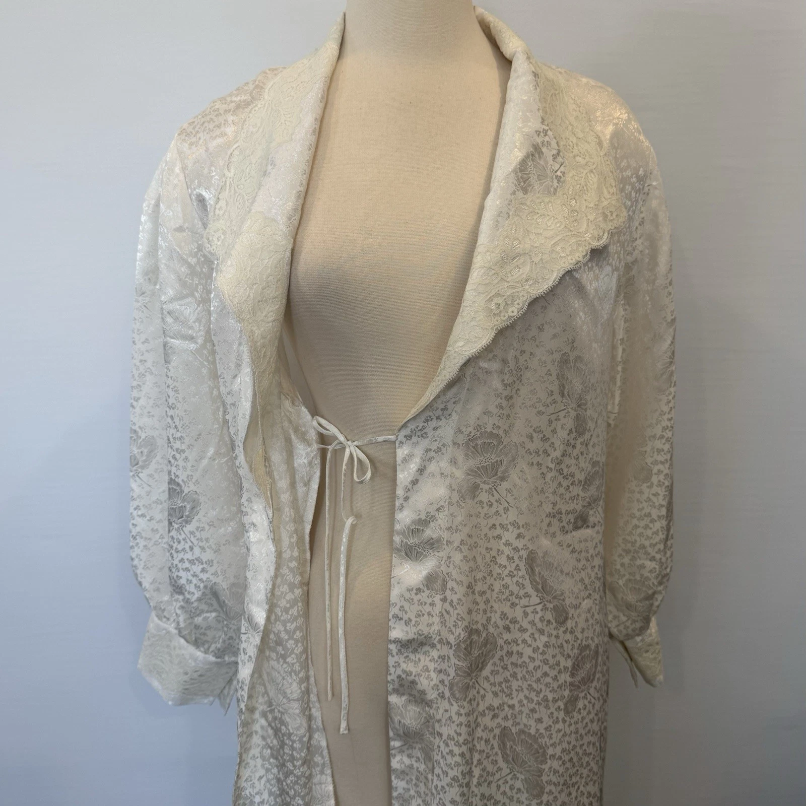 UNDERCOVER Maxi abito da sposa anni 80 Victoria’s Secret bianco avorio vintage jacquard seta