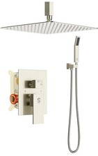12 Inch Ceiling Mount Brushed Nickel Shower System Bathroom Luxury Rain Shower