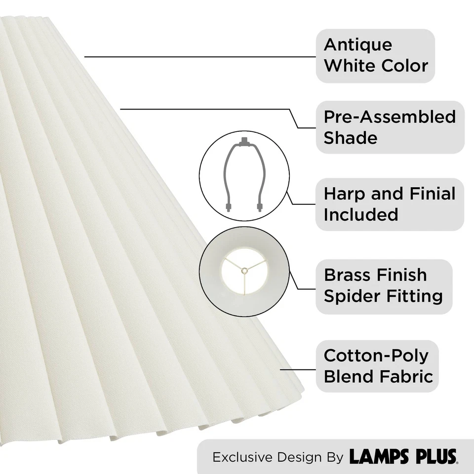 Lamp Shade Large Empire Box Pleated 7" Top x 20.5" Bottom x 10.75" H (Spider) - Image 3 of 4