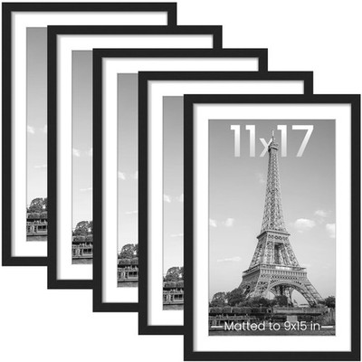 Set of 5 Black Picture Frames, 11x17, Wall Gallery