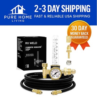 Complete Argon and CO2 Welding Kit: Regulator, Flow Meter, and Hose Included