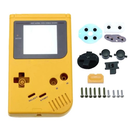 Boîtier Complet Plastique Transparent Avec Boutons Et Vis Pour Gameboy Pocket GBP Jaune Lumineux