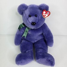Ty 2000 Vintage Beanie Buddy EMPLOYEE BEAR Large 14" Purple Stuffed Toy w/ Tag