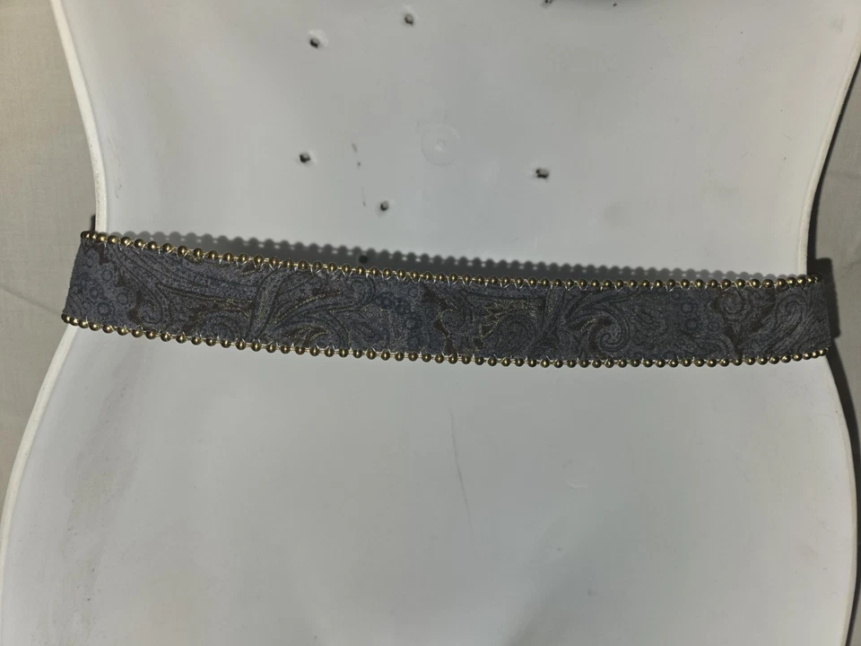 Vintage Suede Paisley Belt with Gold Buckle and Studded Details By B.B. Simon. - Image 3 of 4