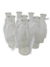 8x Glas Vase Flaschenform Transparent Klassisch Dekorativ Schleife Deko