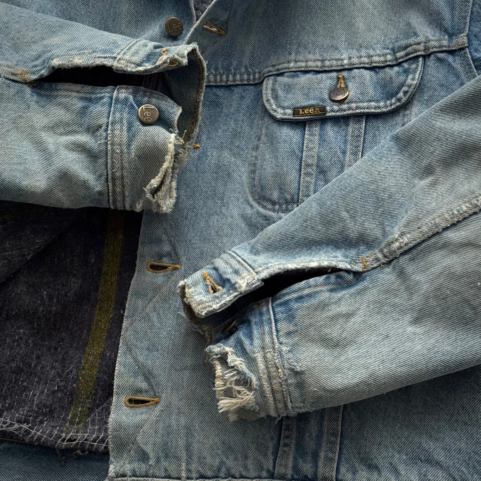 20 世纪 80 年代复古 Lee Storm Rider 褪色衬里蓝色牛仔夹克 — 第 4/4 张图片