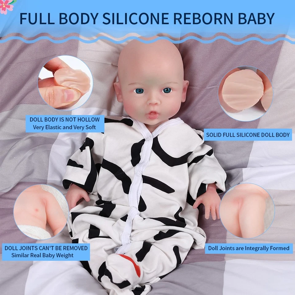 Full Silicone Baby Girl Doll 18 in Realistic Reborn Baby Doll Silicone Full Bod - Image 2 of 4