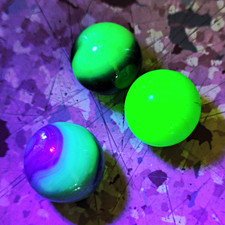 Lot of 3 Vintage Uranium Glass Marbles