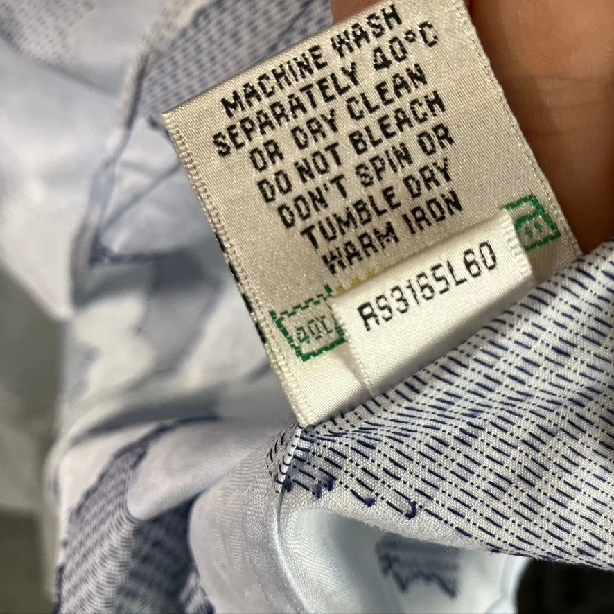 Bugatchi Uomo Mens Classic Fit Light Blue Floral Dress Shirt Career Vacation - Image 4 of 4