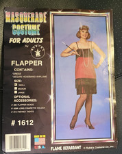 Red 20s Flapper Halloween Costume Fringe Dress Sequin Adult Small xtras